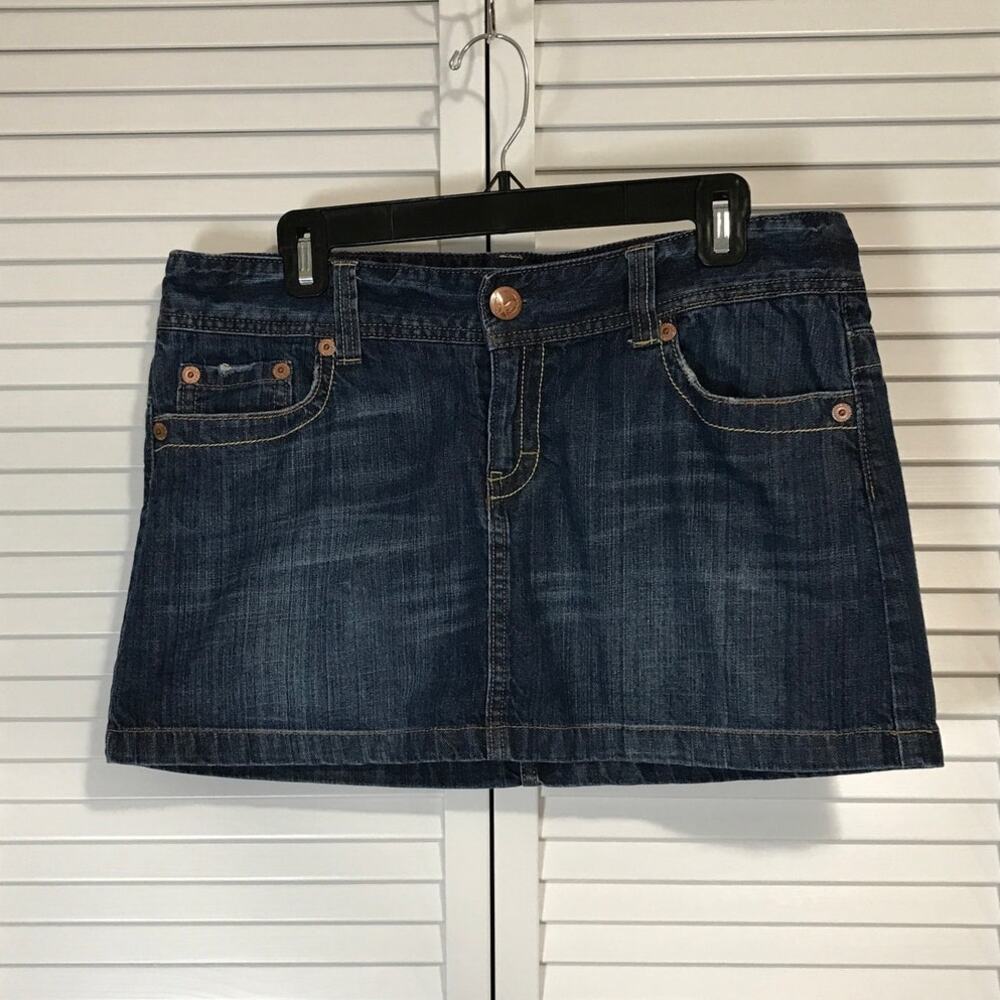 American Eagle Outfitters Y2K Dark Wash Denim Jean Mini A-line Skirt Women 14